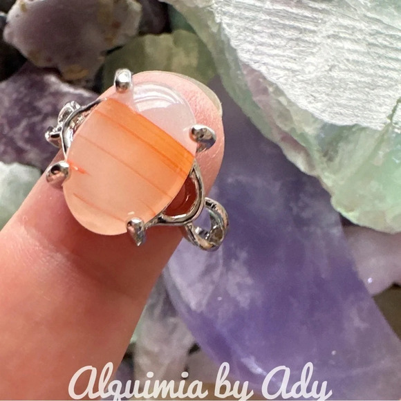 White and red crazy lace agate ring/happy ring/protection for Aries - Picture 2 of 12